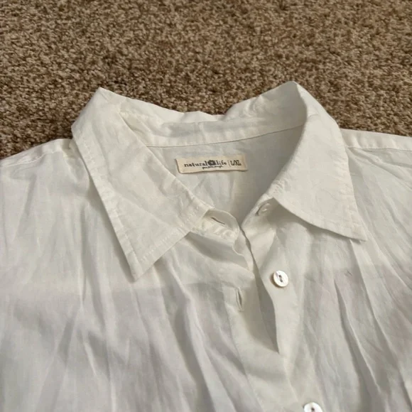 Natural Life || Oversized White Cotton Button Down Shirt Size L/XL - Picture 2 of 12